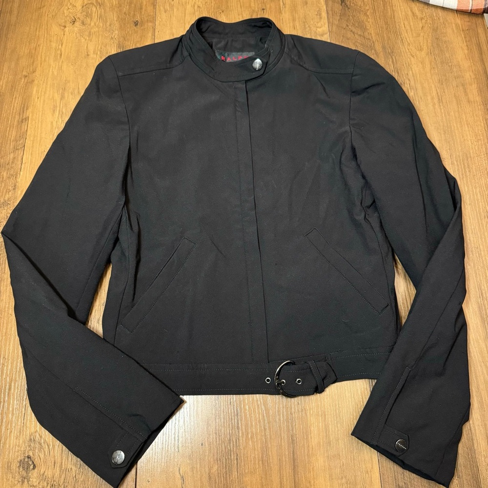 Women's Black Ralph Lauren Bomber Jacket Tartan Label Size Medium